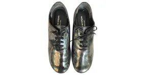 Comme Des Garcons Derbies como los niños de cuero, plastico y plumas Verde 